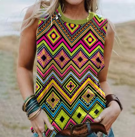Stilla | Geometri 3d tryk Western etnisk stil tanktoppe