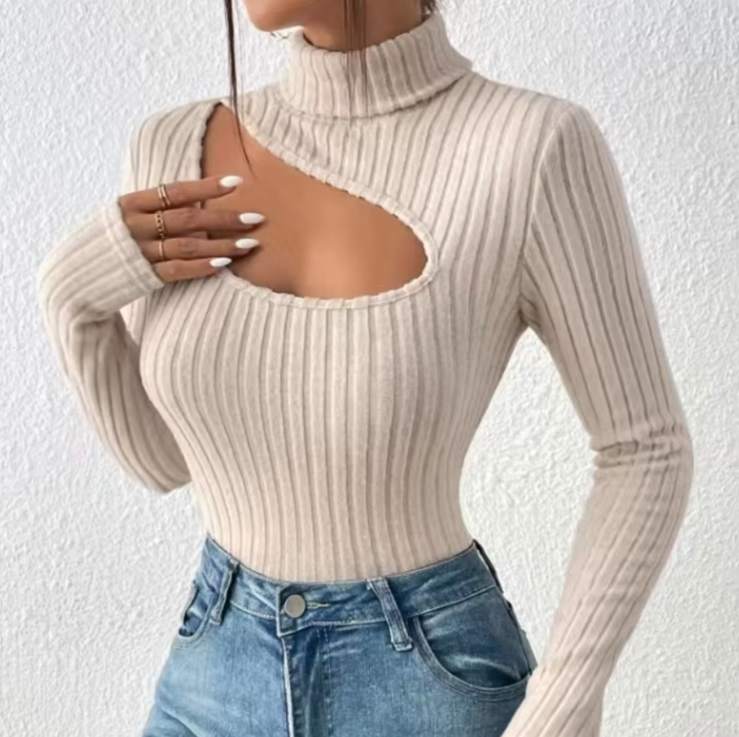 Stilla | Sexy Strikpullover Med Rullekrave