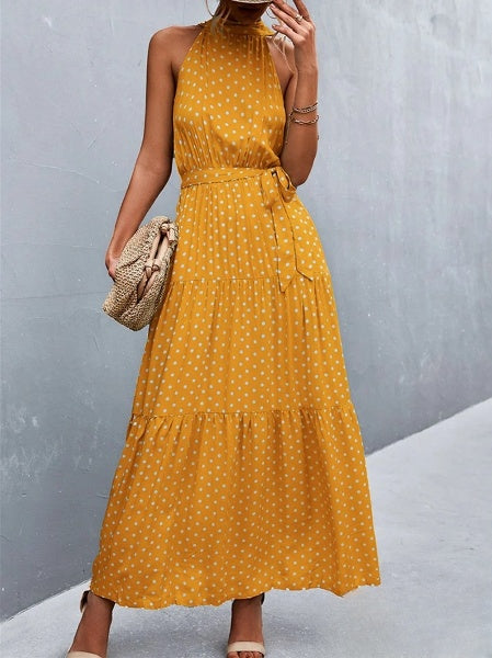 Stilla | Jumpsuit med halsbånd og volant polka tryk, bestseller
