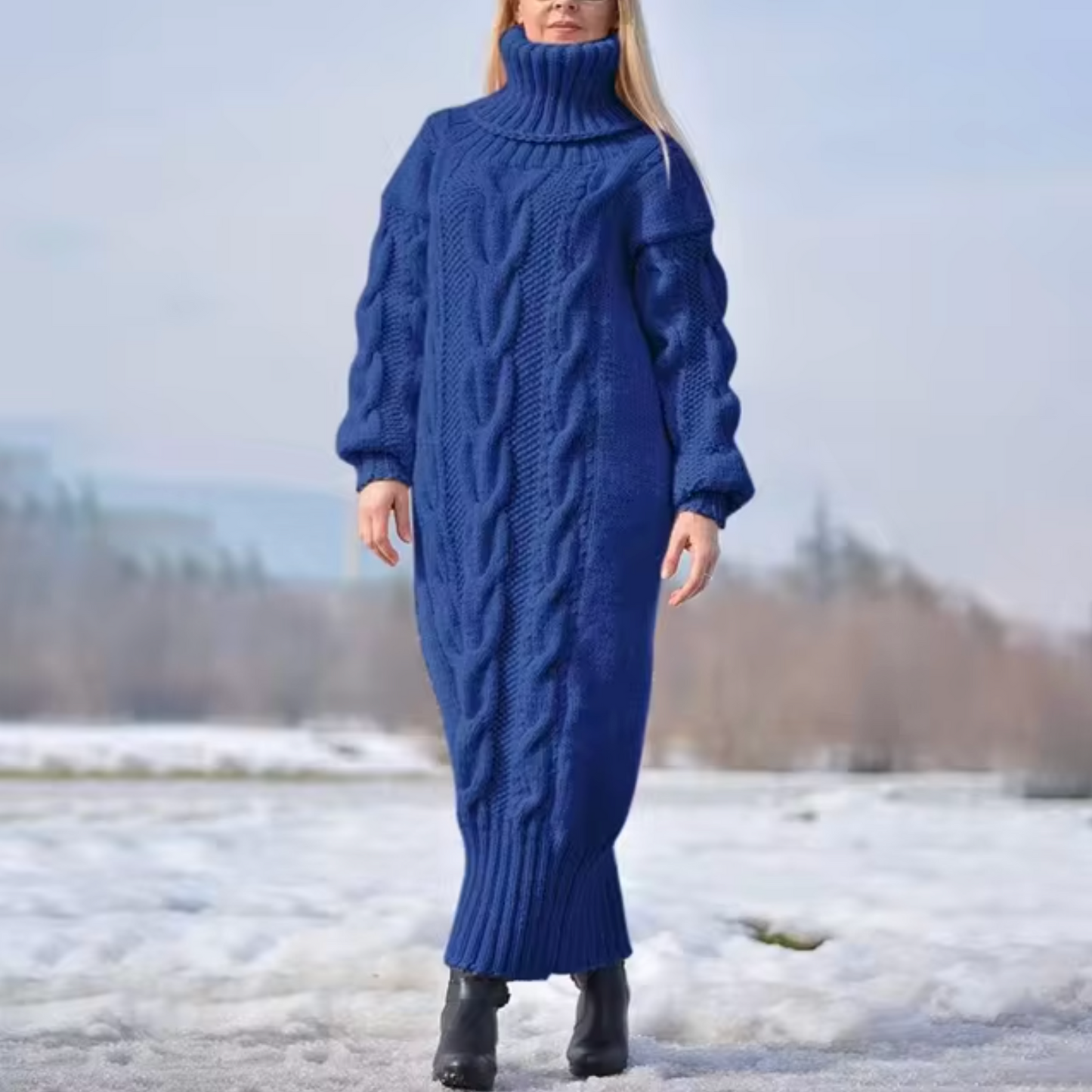 Stilla | Rullekrave sweater, Lang kjole