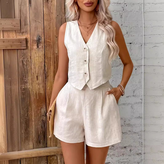 Stilla | Elegante Fransk Stil Casual Vest &amp; Shorts Sæt