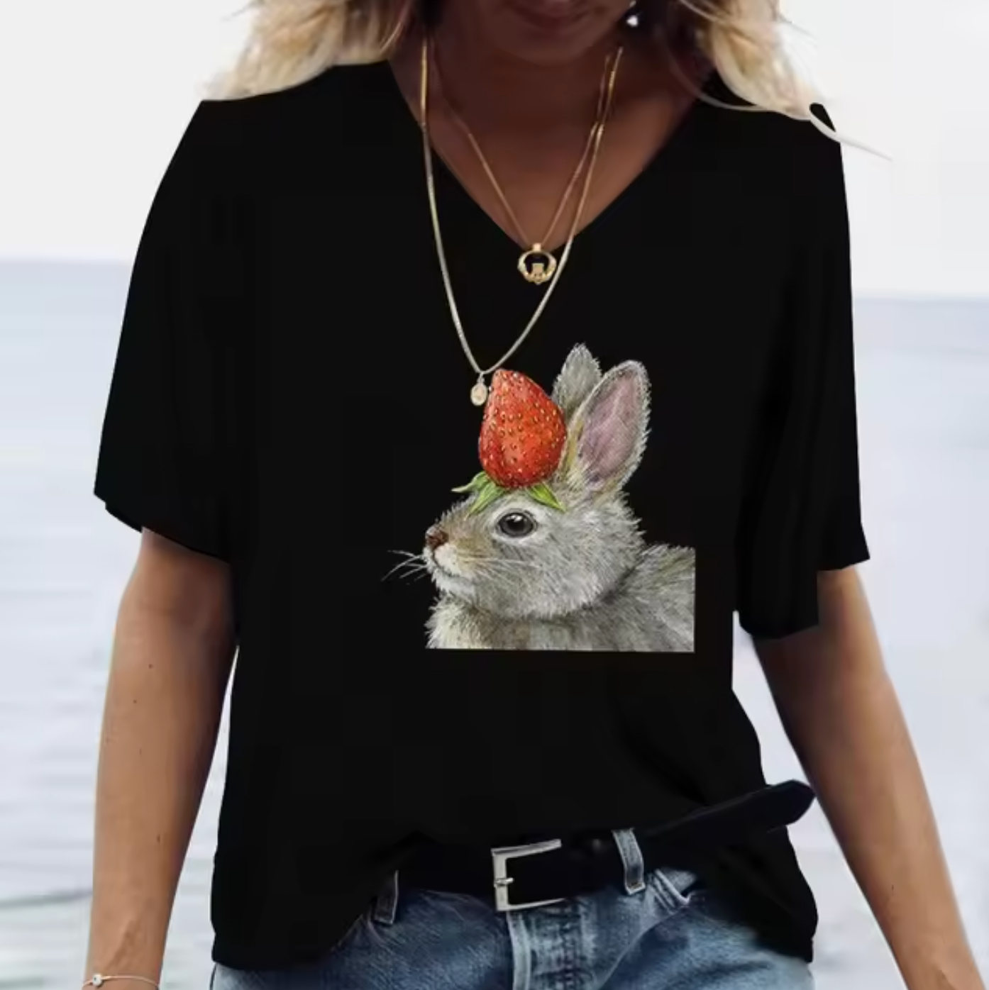 Stilla | Farverige T-shirts med kanintryk
