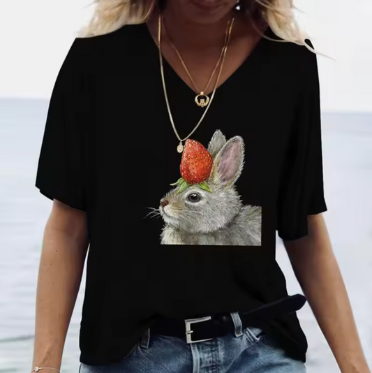 Stilla | Farverige T-shirts med kanintryk