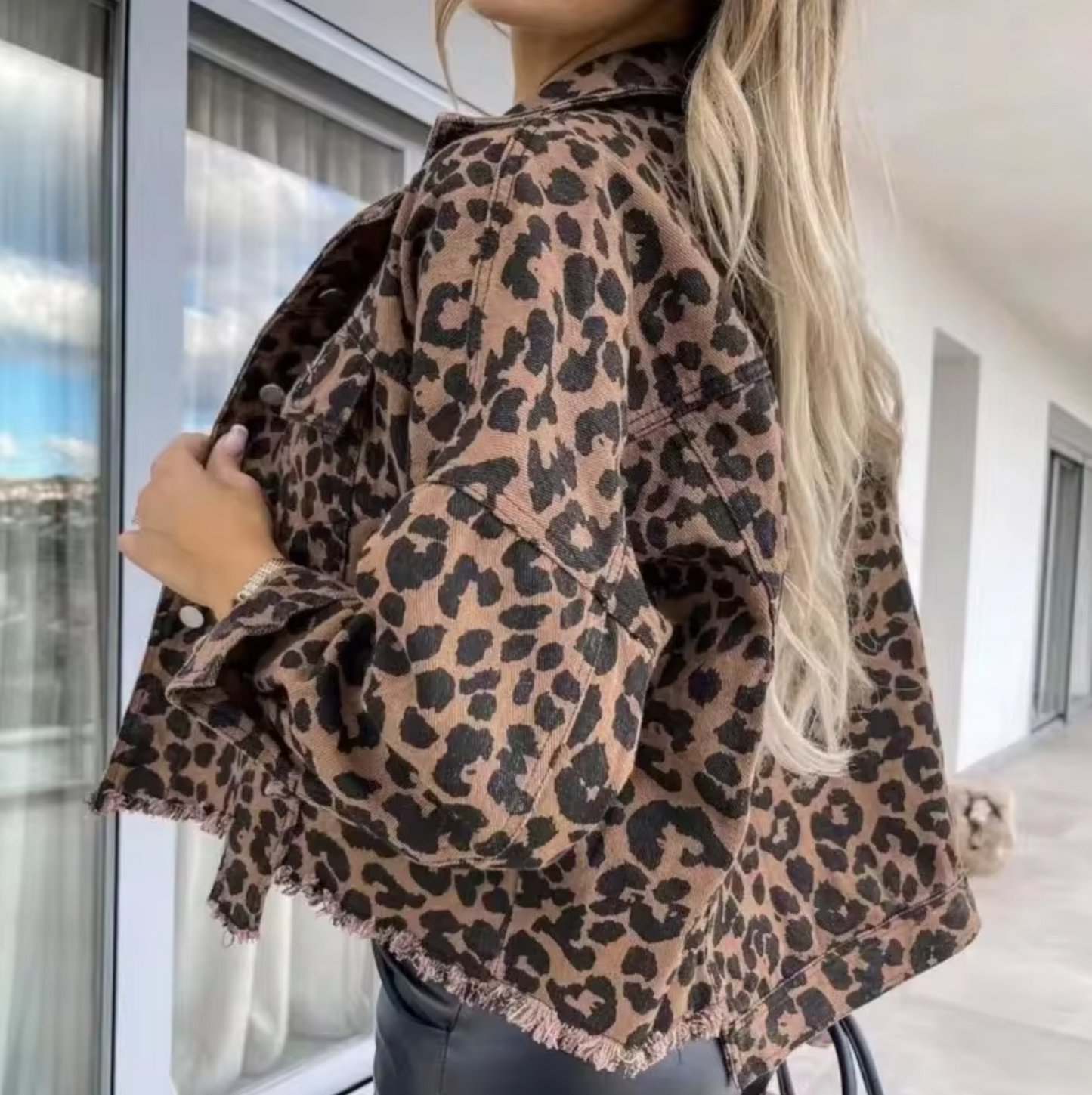 Stilla | Denimjakke Med Leopardprint