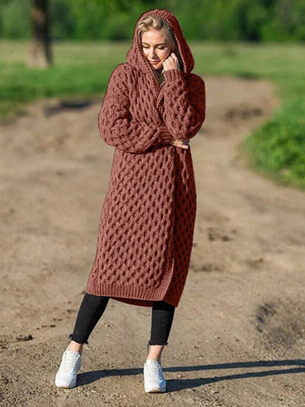 Stilla | Vinter Varm Hætte Cardigan Strik Sweater