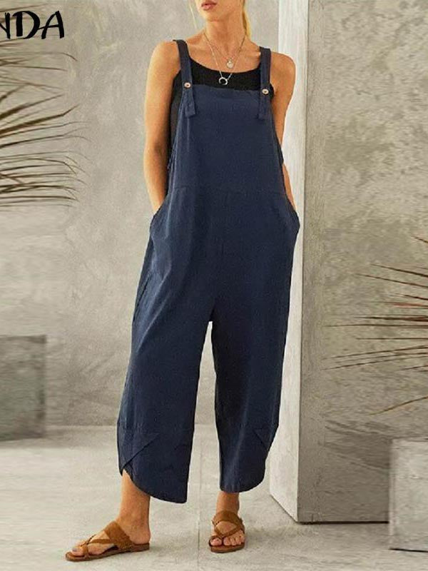 Stilla | Spaghetti Rem Solid Farve Side Lomme Overall Jumpsuit