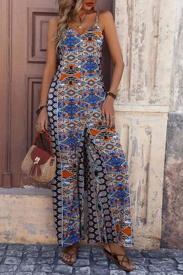 Stilla | Etisk Print V-udskæring Cami Jumpsuit