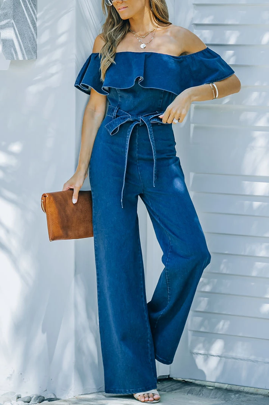 Stilla | Off the Shoulder Denim Jumpsuit