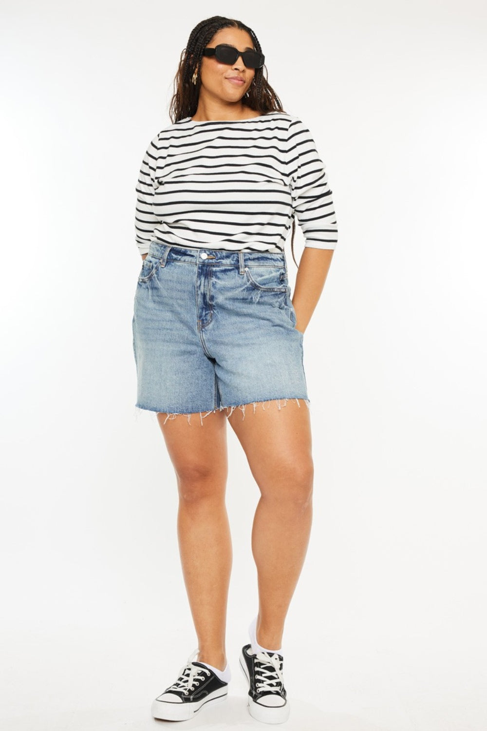 Stilla | Full Size Raw Hem Høj Talje Denim Shorts