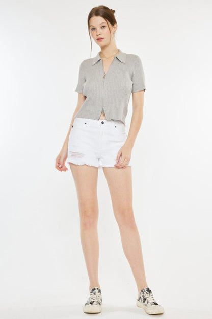Stilla | Raw Hem Distressed Denim Shorts