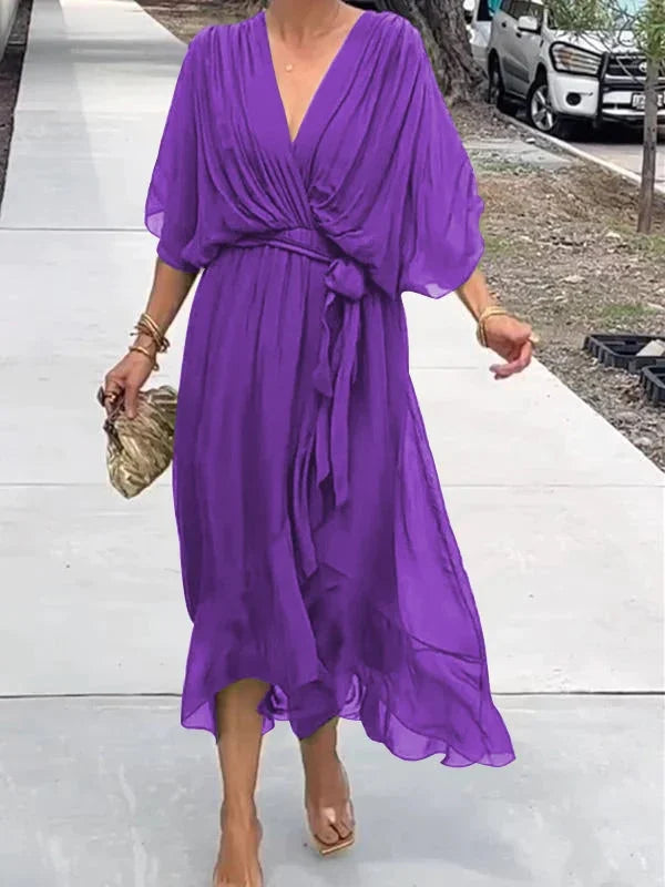 Stilla | Elegant Chiffon Midi Kjole