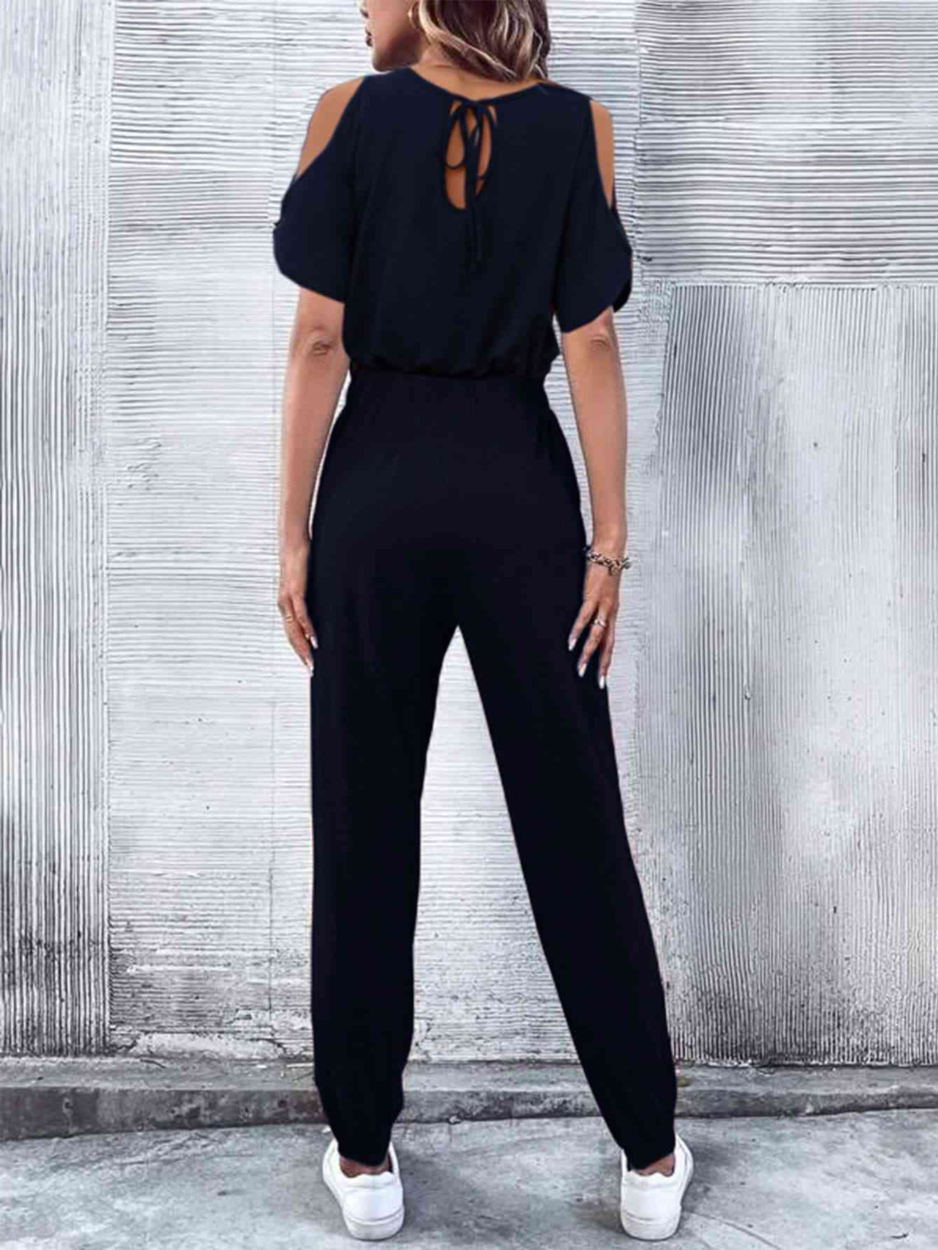 Stilla | Nakke Kold-skulder Jumpsuit Med Lommer