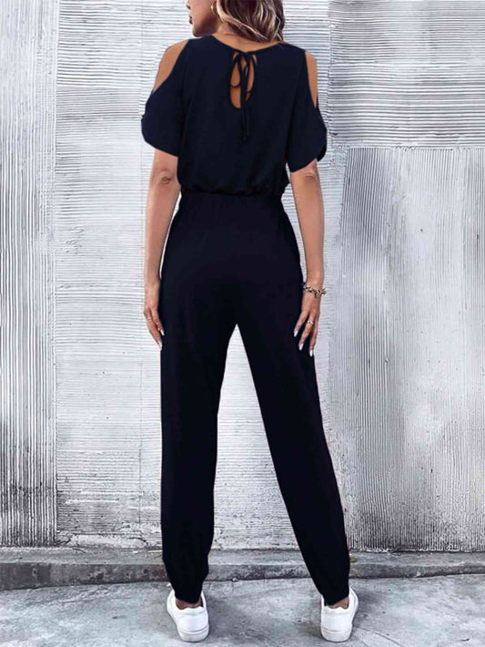 Stilla | Nakke Kold-skulder Jumpsuit Med Lommer