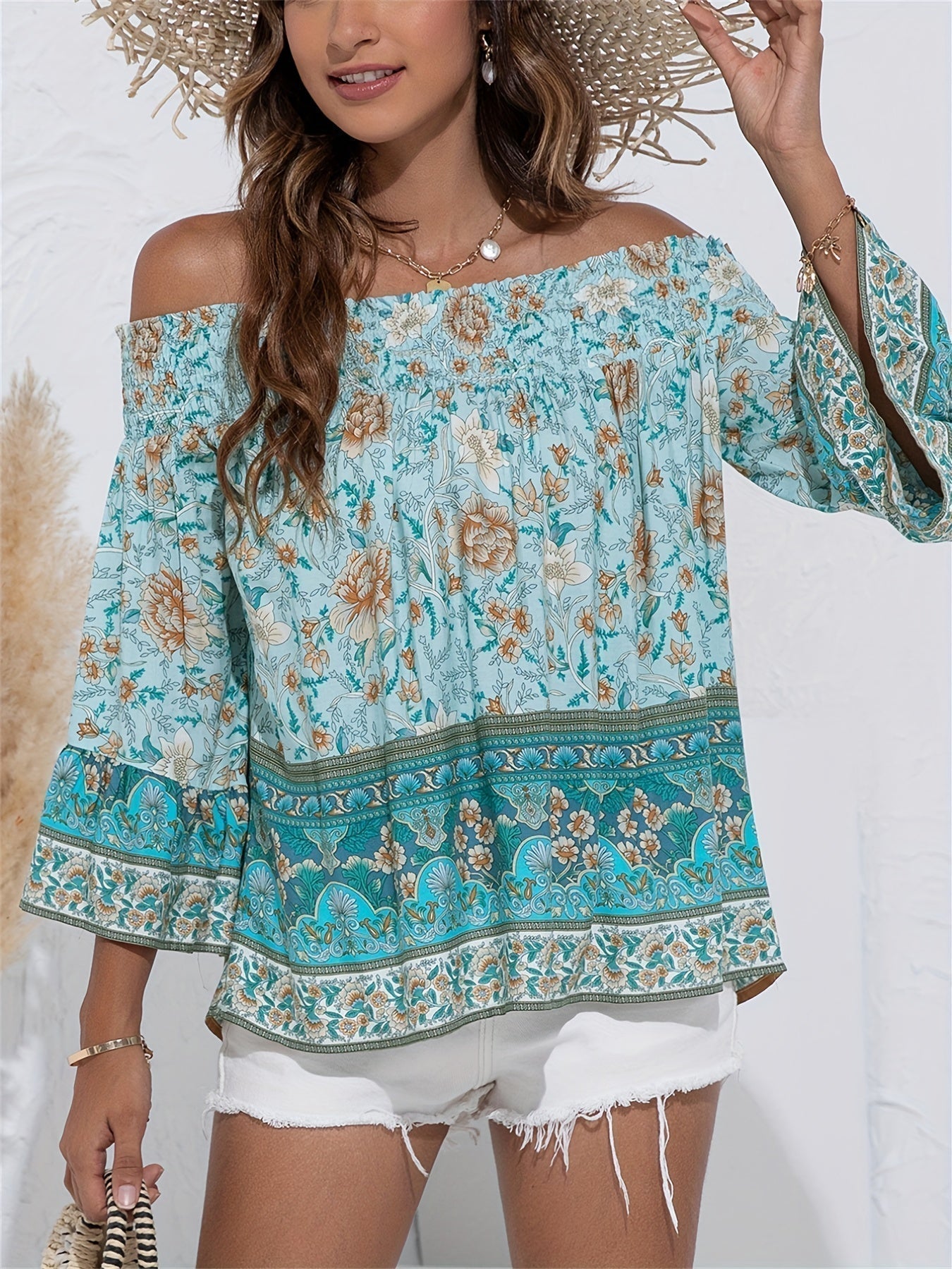 Stilla | Kvinders Blomsterprint Off the Shoulder Bluse