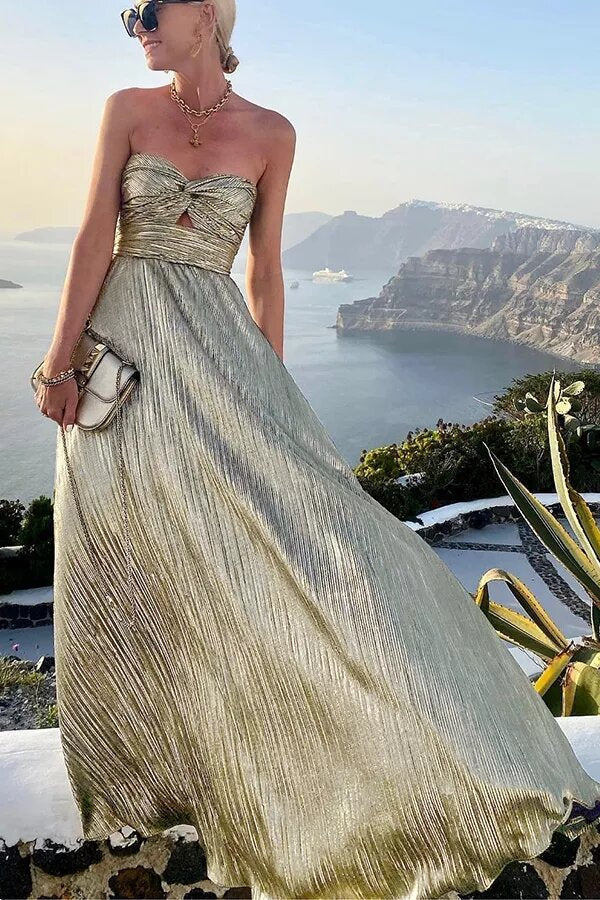 Stilla | Shimmer Please Off Shoulder Maxi Kjole