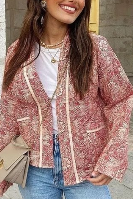 Stilla | Fashion Alsidig Trykt Cardigan Langærmet Bomuldsjakke