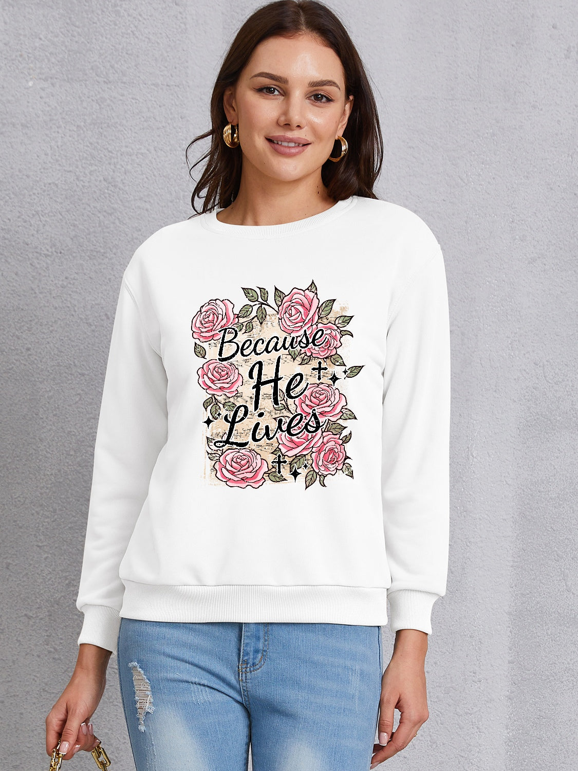 Stilla | He Lives Rund Hals Sweatshirts
