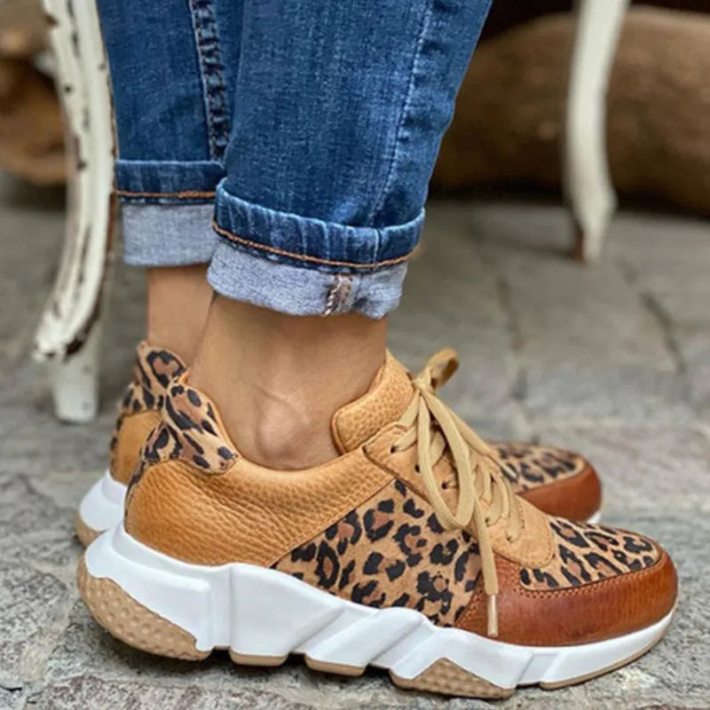 Stilla | Let Vulkaniserede Leopard Sneakers Med Tykke Såler