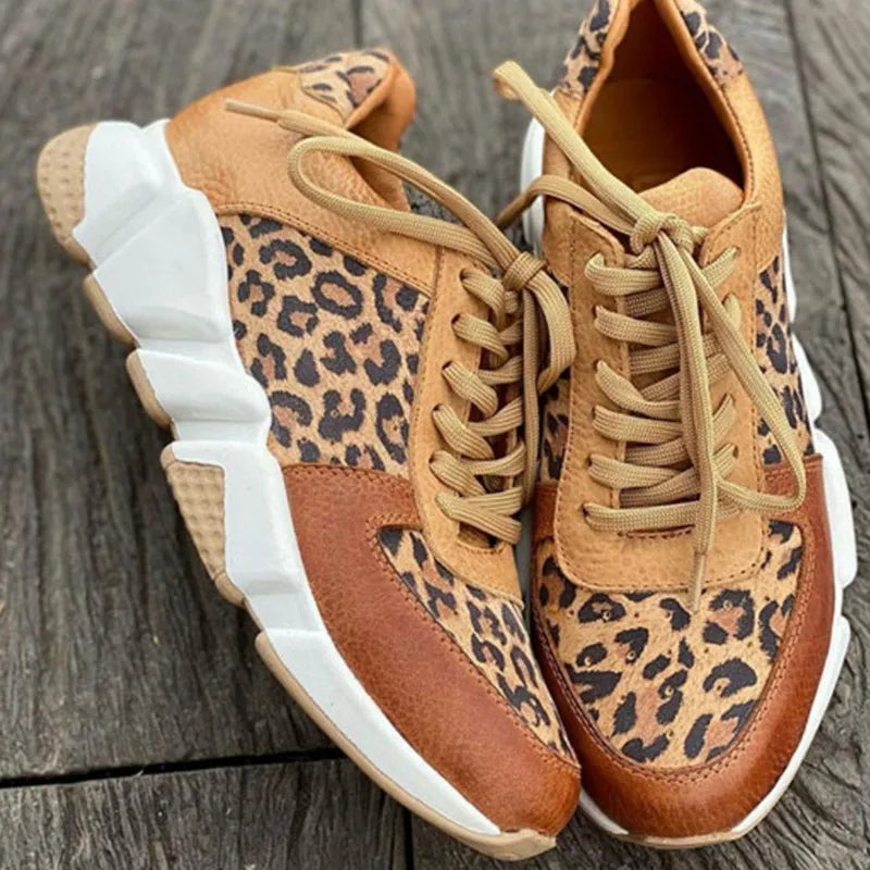 Stilla | Let Vulkaniserede Leopard Sneakers Med Tykke Såler