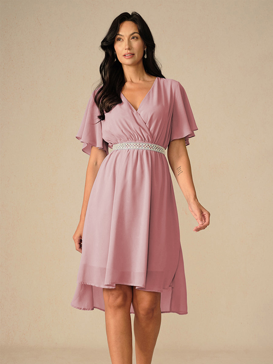 Stilla | Elegant Pastel Green A-Linje Chiffon Kjole