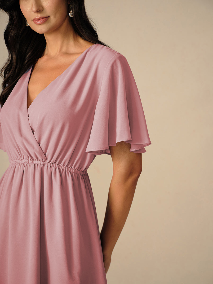Stilla | Elegant Pastel Green A-Linje Chiffon Kjole