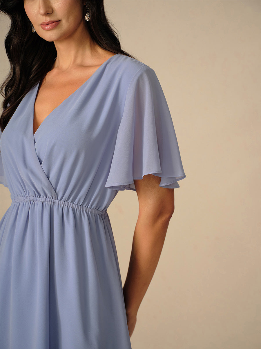 Stilla | Elegant Pastel Green A-Linje Chiffon Kjole