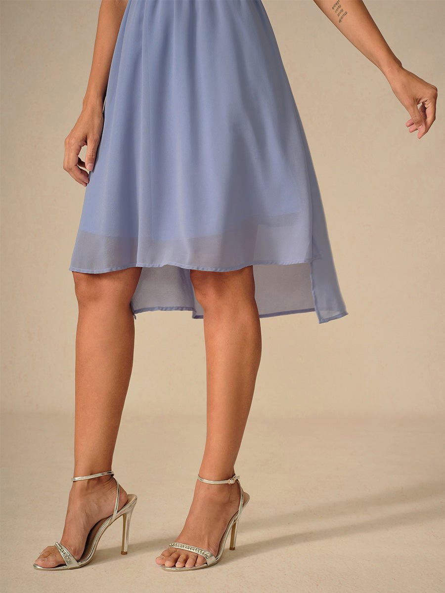 Stilla | Elegant Pastel Green A-Linje Chiffon Kjole