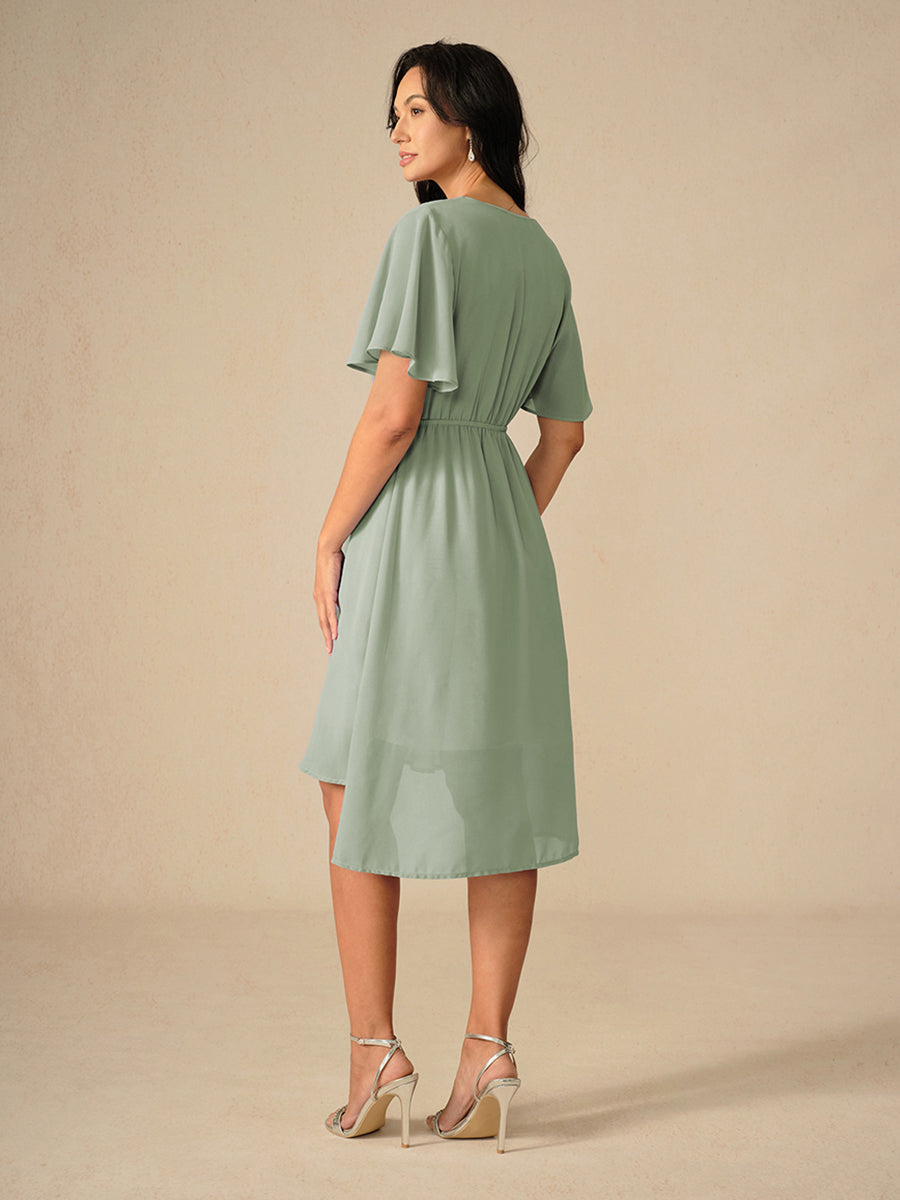 Stilla | Elegant Pastel Green A-Linje Chiffon Kjole