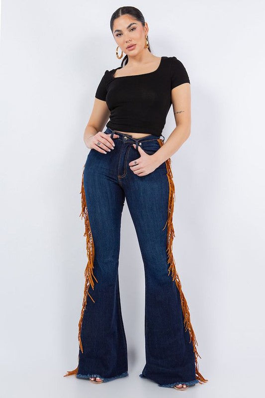 Stilla | Bell Bottom Jeans I Mørk Vask