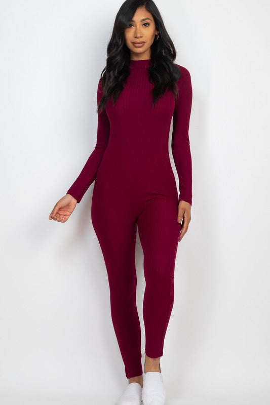 Stilla | Mock Neck Langærmet Casual Jumpsuit