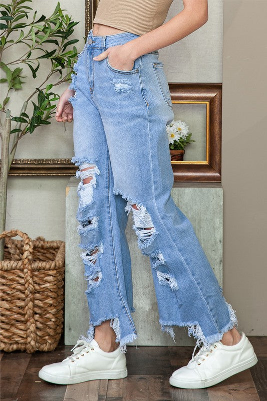 Stilla | Blå Tung Ødelagt Høj Talje Jeans