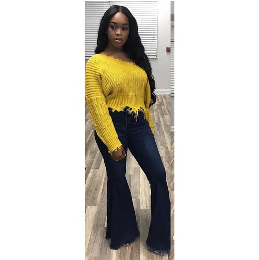 Dame afslappet grovstrik pullover med smart off-shoulder-design Stilla