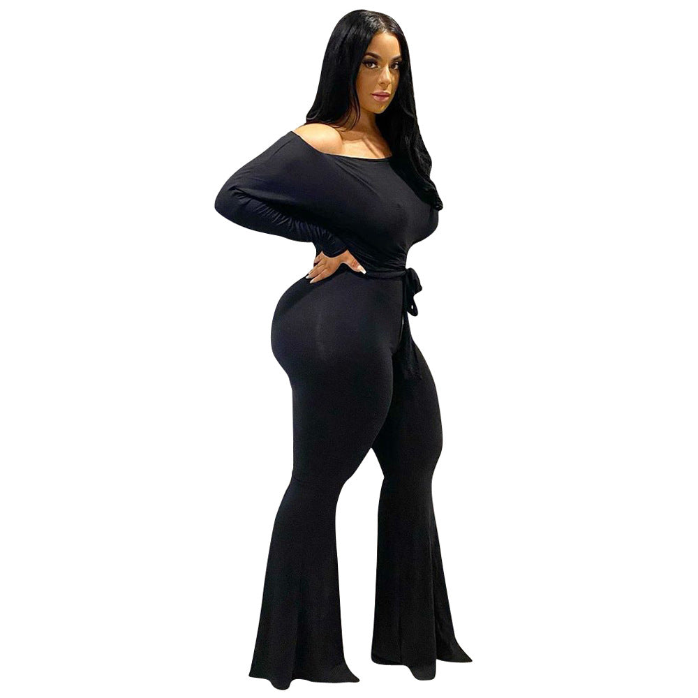 Dame Elegant Langærmet Jumpsuit med figursyet snit og bredt ben Stilla