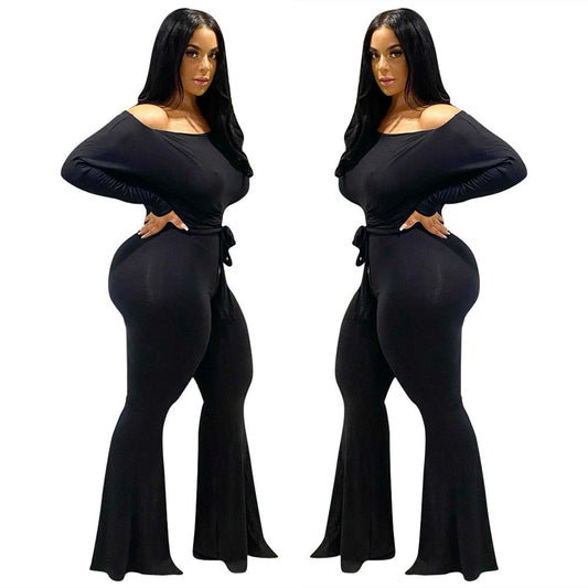 Dame Elegant Langærmet Jumpsuit med figursyet snit og bredt ben Stilla