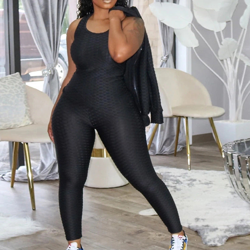 Dame figurtilpasset sport-jumpsuit med innovativ tekstur Stilla