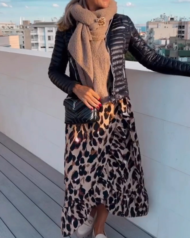 Stilla | Stil Zoe'S A-Line Kjole Med Leopardprint Og Bælte