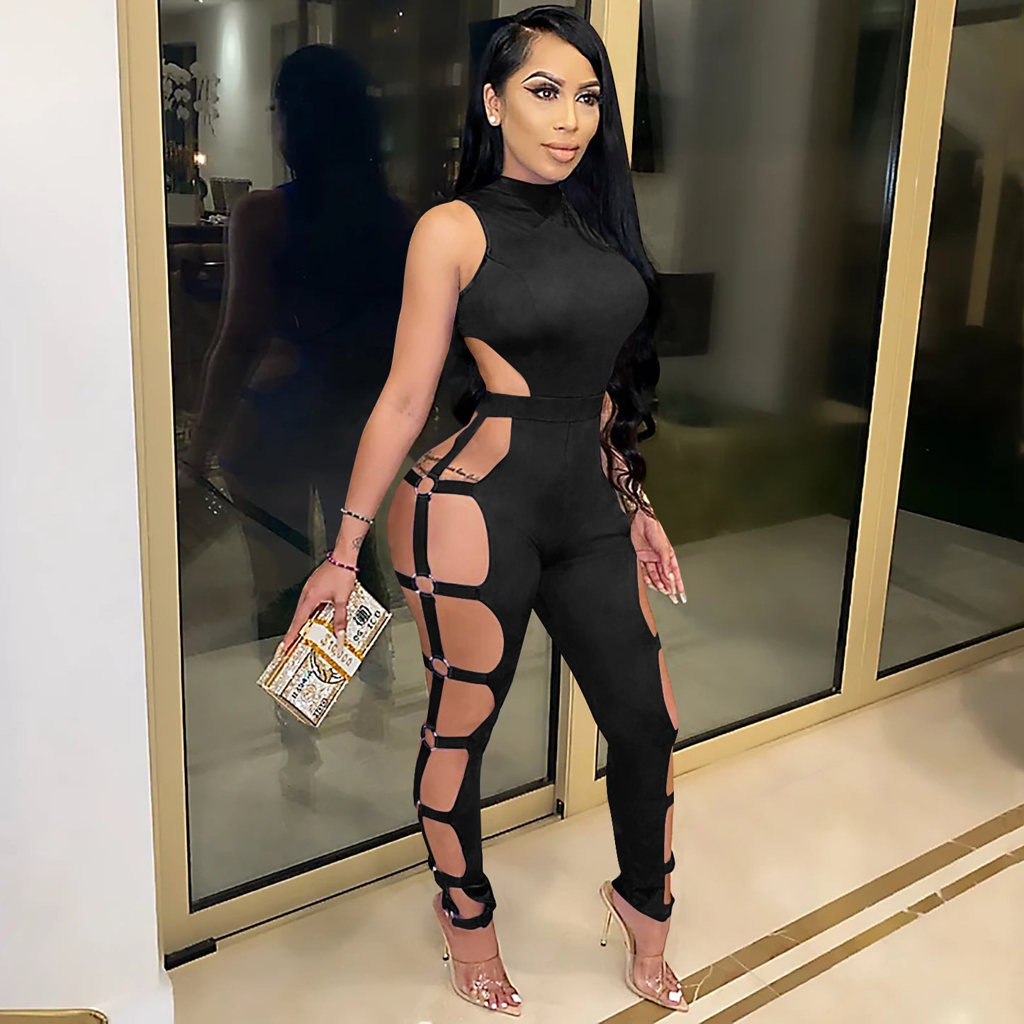 Dame Figurforlængelse Jumpsuit med raffinerede cut-outs og stilfulde fastgørelser Stilla