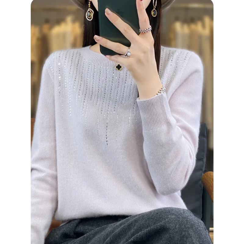 Stilla | Dame sweater i strik med glitrende detaljer