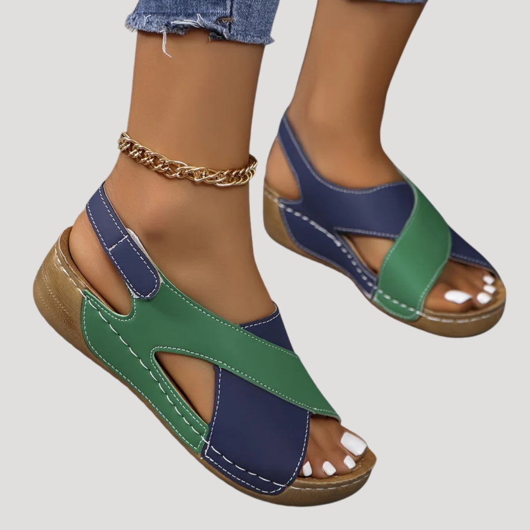 Stilla | Kvinders Farveblok Slingback Kilehæl Sandaler