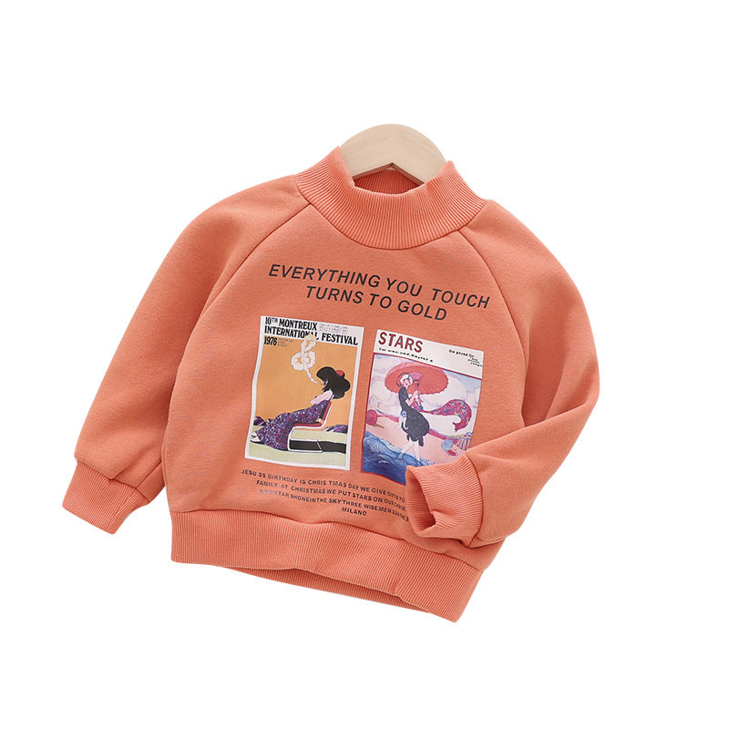 Børns grafiske trykte mock neck sweatshirt Stilla