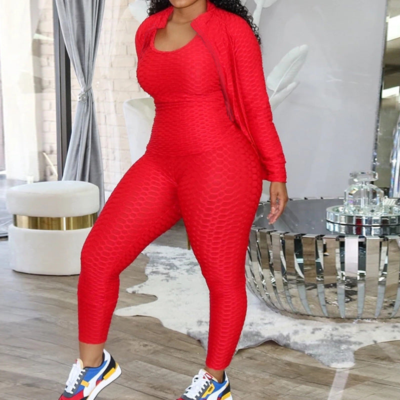 Dame figurtilpasset sport-jumpsuit med innovativ tekstur Stilla