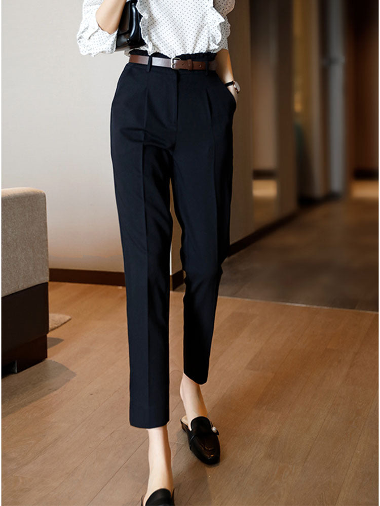 Dame elegant jakkesætsbukser med smal pasform og folder Stilla