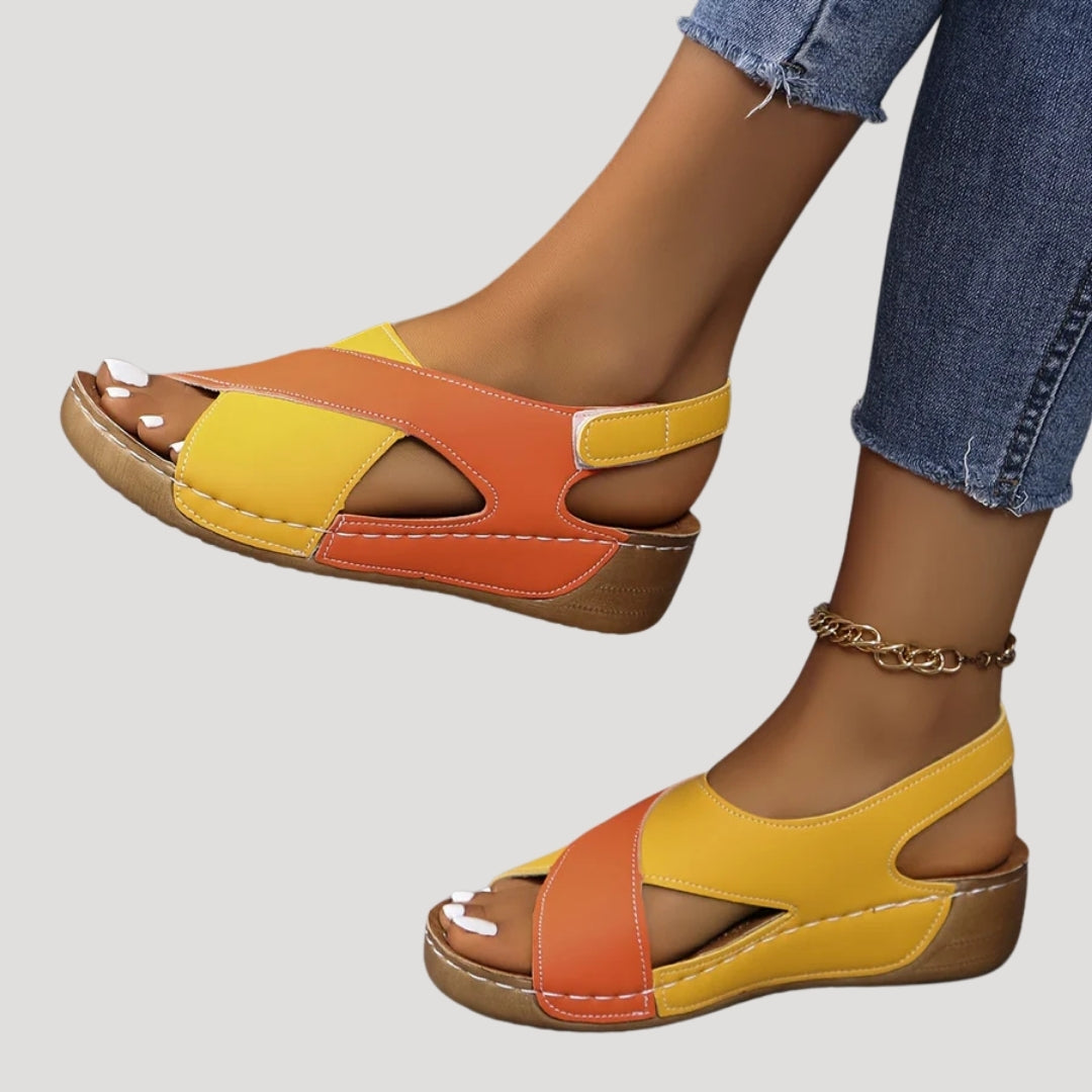 Stilla | Kvinders Farveblok Slingback Kilehæl Sandaler