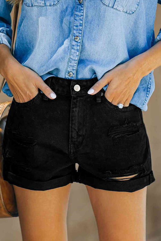 Stilla | Omslag Denim Shorts
