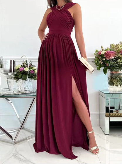 Stilla | Festkjoler Gravid Side Split Uden Ryg Uden Ærmer Fest Maxi Gravidkjole