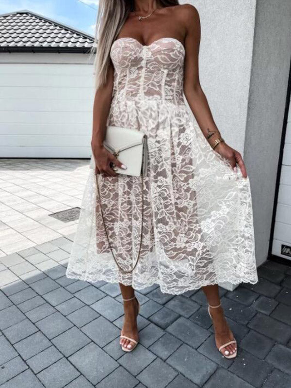 Stilla | Kjoler Til Gravide Party Dresses Midi Dresses in Pregnancy Without Straps in Lace