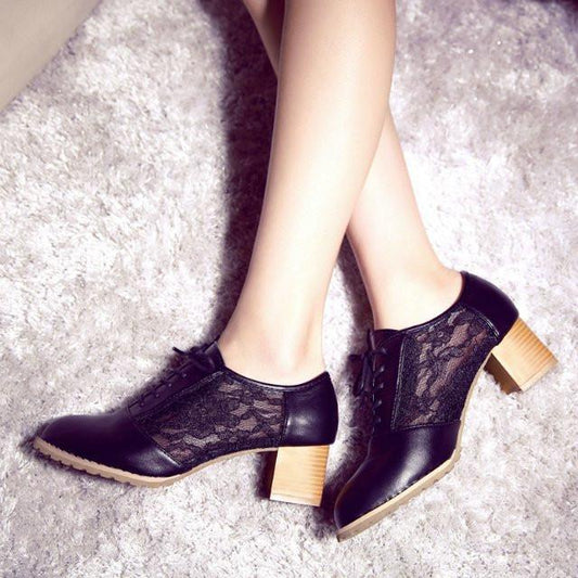 Stilla | Snørebånd Mesh Støvler Med Blokhæle