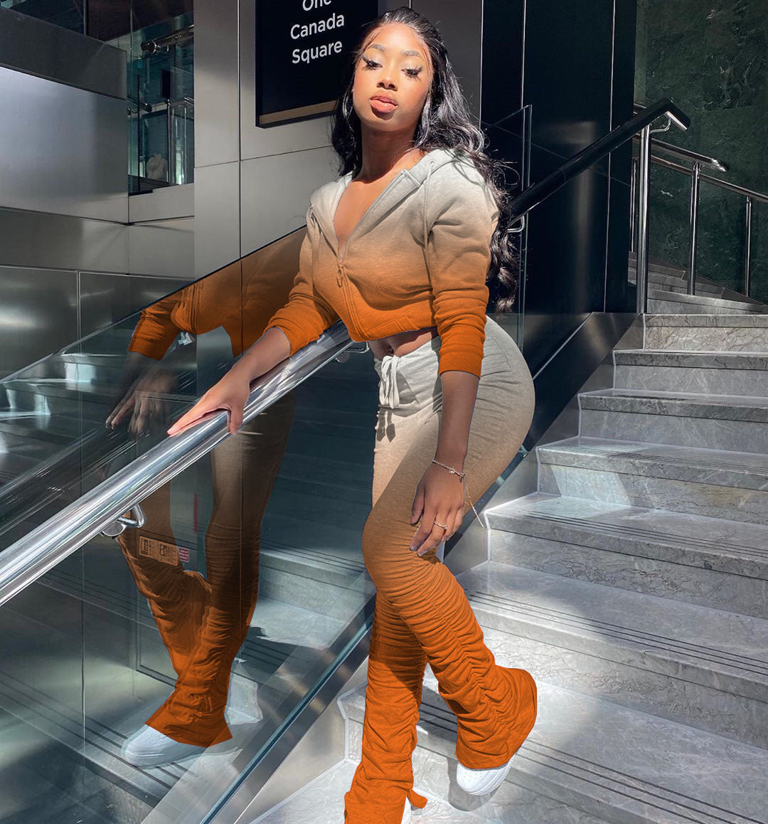 Dame Cropped Zip-Up Lounge Sæt Stilla