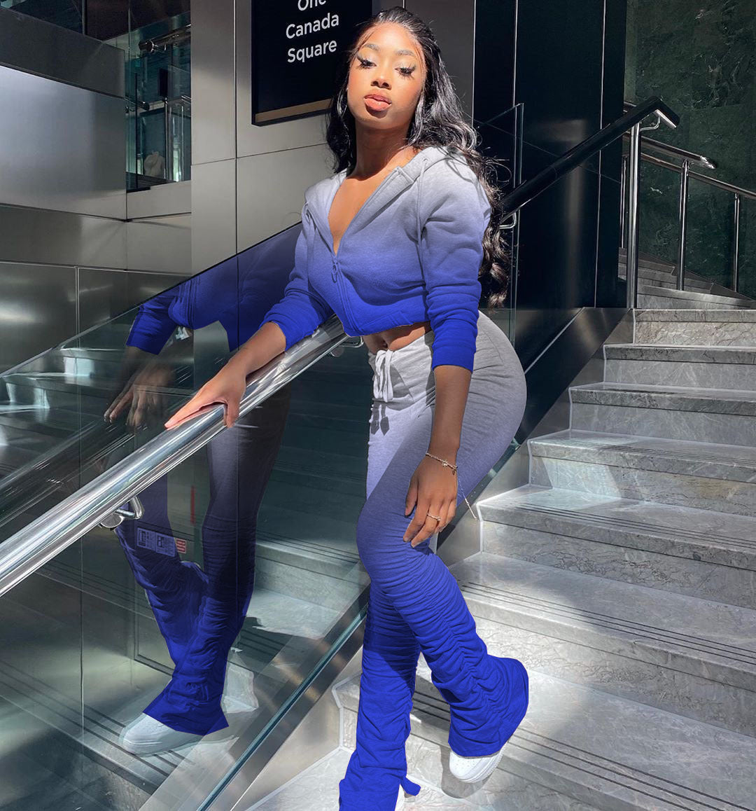 Dame Cropped Zip-Up Lounge Sæt Stilla