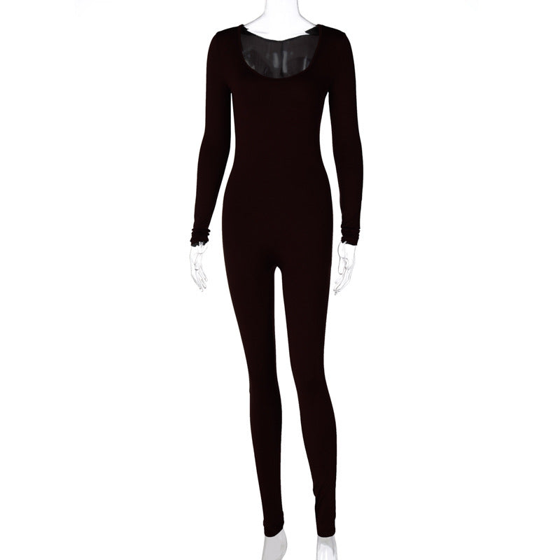Damen Elegant Langærmet Jumpsuit med gennemsigtigt Overdel Stilla
